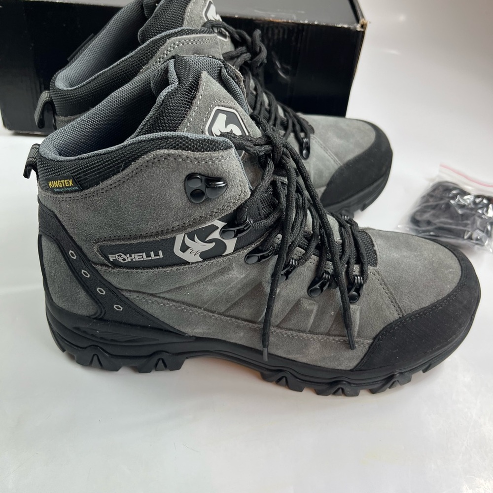 Foxelli Mens Hiking Boots Gray Size 10